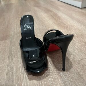 Christian Louboutin Glossy Black Open Toe Heels